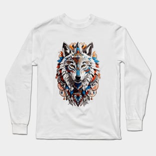 The majestic tribal white wolf Long Sleeve T-Shirt